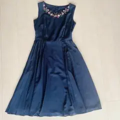 レッセパッセ ノースリーブ ワンピース ネイビー 花柄 刺繍 美品のサムネイル