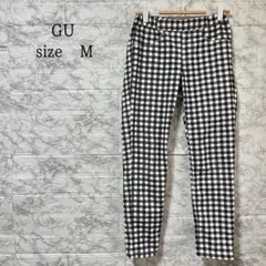 GU ジーユー/チェック柄 カジュアル パンツ ズボン 総柄 ゴム入り M