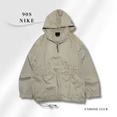90s NIKE ナイキ アノラック L ベージュ 裾ドローコード
