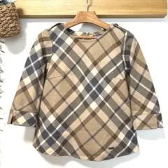 【極美品】バーバリーブルーレーベル ノバチェック ブラウス 金ボタン 36