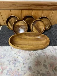 木製皿6点セット（大皿1、小皿5）