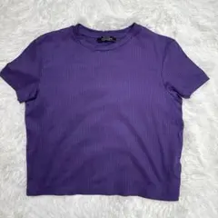 Bershka ベルシュカ リブ半袖カットソー Tシャツ パープル Mサイズ⁠のサムネイル