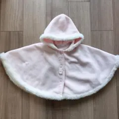 【familia】フード付きピンクフリースポンチョ