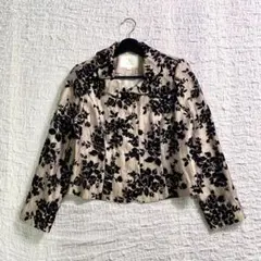 Yukiko Kimijima ショート丈ジャケット 花柄 サテン調生地