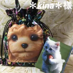 ＊kina＊様❣️ハンドメイド巾着バックわんこパネル＊ラガーにゃんポーチ