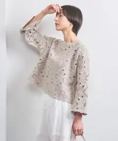 美品 theory セオリー 七分袖レースブラウス ベージュ系 - メルカリ