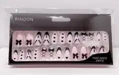 地雷系 量産型 24枚 ネイルチップ 新品未開封 即日発送 01 リボンブラック