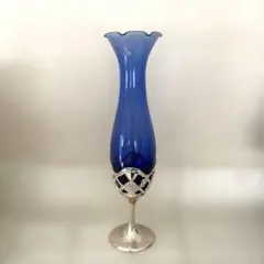 一輪差し　花瓶　ブルー　葡萄　フラワーベース