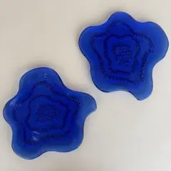 sghr スガハラ　花　フラワー　ガラス皿　ブルー　2枚セットのサムネイル