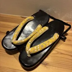 花柄 木製下駄 23.0cm-24.5cm