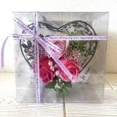 【ギフト袋付き】ハート型アートフラワー 造花 プレゼント 誕生日 母の日 入学