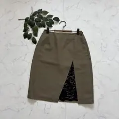 8422✾ルビーリベット✾ひざ丈スカート【38】レース/タイト/日本製/カーキのサムネイル