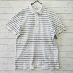 CALVIN KLEIN ポロシャツ（M）白 ロゴ 総柄 ゴルフ テニス 麻混のサムネイル