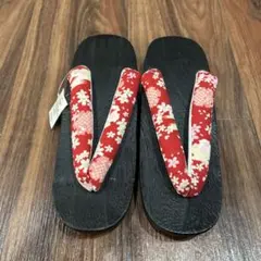 花柄鼻緒の木製下駄 24cm