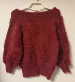 GRL 赤 ファー風 オフショルダー ニット