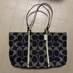 【極美品】COACH ネイビー シグネチャー柄 トートバッグ