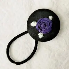 くるみボタン 刺繍ヘアゴム