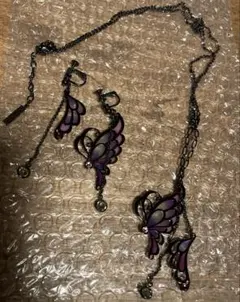 ANNA SUI イヤリング　ネックレス　バタフライ　セット