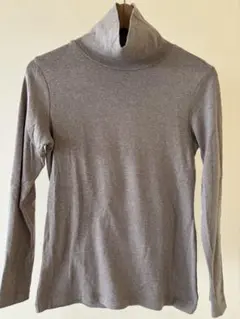 無印良品MUJI婦人起毛フライス編みタートルネック長袖Ｔシャツ【L】モカブラウン