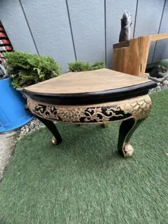 透かし 龍 中国家具 三脚 香炉台 花台 コーナーテーブル - メルカリ