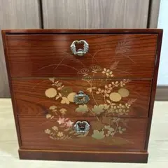 木製花柄小物入れ 3段