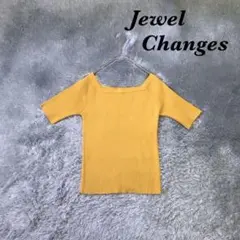 JewelChanges 半袖リブニット スクエアネック 綿混 ストレッチのサムネイル