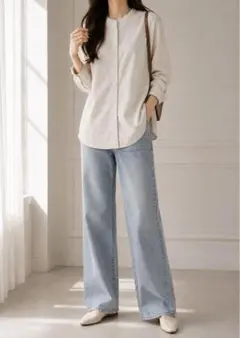 極美品❤️ネストローブ リネンバックネックリボン2wayブラウス レモン 