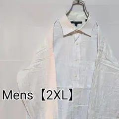 J53【US輸入】トミーヒルフィガー　長袖シャツ【2XL相当】ホワイトチェック