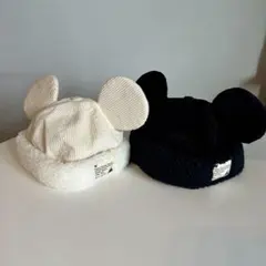 ディズニーリゾート　ミッキー帽子　コーデュロイボアキャップ　58cm 2個セット
