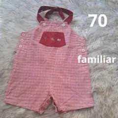 familiar チェック柄オーバーオール 70