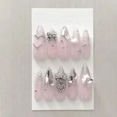 【現品】量産型 ワンホン 韓国 フレンチガーリー スナ系 ちゅるん ネイルチップ