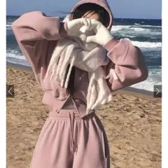 【美品】ジップパーカー×キャミ×ワイドパンツ裏起毛セットアップ[pm229] M