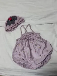 ベビー水着(女の子) 薄紫色 アイスクリームプリント