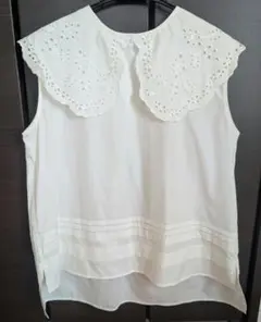 titivate　ティティベイト　刺繍襟付デザインノースリブラウス