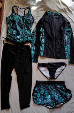 ラッシュガード　水着　5点セット　体型カバー　LL　Teddy