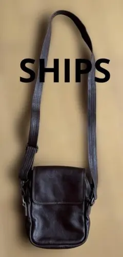 【SHIPS】ダークブラウン レザー ショルダーバッグのサムネイル