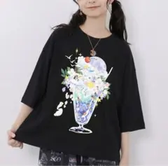 新品☆未使用☆/ScoLar/チュニック/Tシャツ/レース/黒/Mサイズ/綺麗 