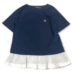 【美品】Fred Perry 半袖 Tシャツ ネイビー メッシュ切替　フリルのサムネイル