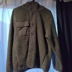 GU×ENGINEERED GARMENTSボアフリーススナップパーカー グレー