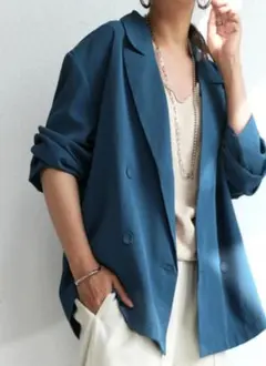 アンティカ青 テーラードジャケット