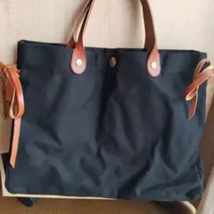 【アラレ様専用】IL BISONTE キャンバス レザー トートバッグ ブラック