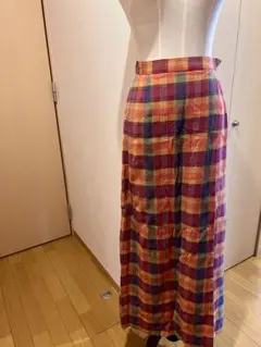 昭和レトロ　used vintageスカート　チェック　コットン巻きスカート風