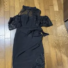 ブラックレース袖タイトドレス　Ｍサイズ