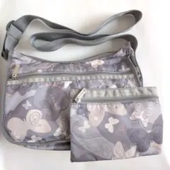 レスポートサック　ポーチ付き　ショルダーバッグ　ペイズリー　フラワー　バタフライ