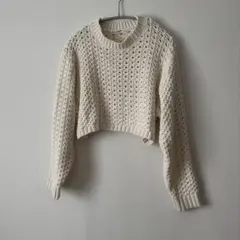 BEAUTY&YOUTH アイボリー クロップドニットセーター