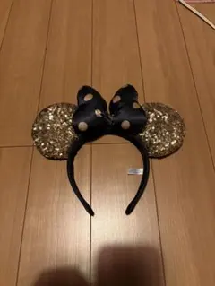 ミニー カチューシャ 黒と金 スパンコール