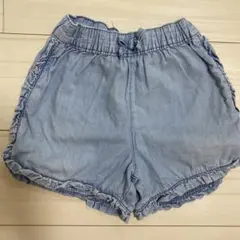 フリル付きデニム風ハーフパンツ　130 ショートパンツ