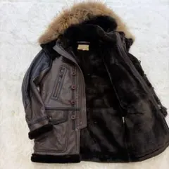 【美品】AVIREX B-7 アラスカコート ラムレザー ファー 2way 茶M