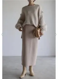 ボンジュールサガン　ニットリブスカート