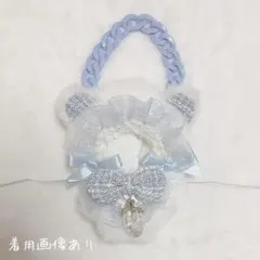 ぬい服　ちびぐるみ　ホワイト×ブルー(ツイード)　くま